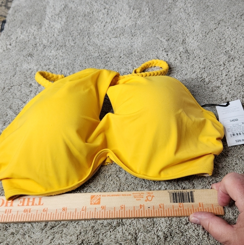 Women's High Neck Braided Strap Bikini Top - Shade & Shore Yellow 34DD - Picture 4 of 8